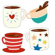 Aplique de MDF e Papel - Xícaras de Café Coloridas - APM3 - 273