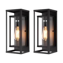 Aplique de Pared Exterior Mirrea 14" Negro Mate Impermeable Paquete de 2