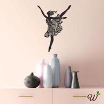 Aplique de Parede 3D Bailarina em Mdf Preto Exclusivo - Woodecora