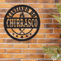Aplique de Parede 3D Cantinho do Churrasco em Mdf Preto Exclusivo - Woodecora