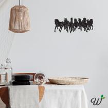 Aplique de Parede 3D Cavalos Selvagens em Mdf Preto Exclusivo - Woodecora
