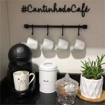 Aplique de Parede Cantinho do Café Minimalista Lettering MDF Preto Decorativo Escultura Cozinha - MongArte Decor