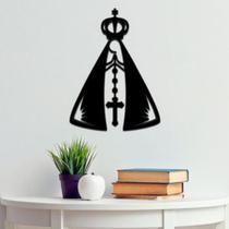 Aplique De Parede Vazado Religioso Nossa Senhora Aparecida Mdf Preto Decorativo Sala Quarto Casa