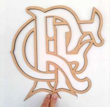 Aplique decorativo Flamengo escudo em MDF Preto ou cru com fita dupla face mandala decoração