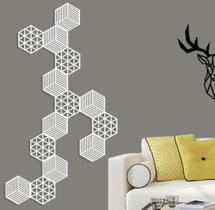 Aplique Decorativo Mdf Hexagonal - Kit Com 10 Peças - Branco - Decora3dhome