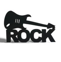 Aplique Decorativo Rock guitarra Mdf Vazada Decoração c/ fita dupla face