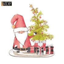 Aplique Decoupage em Mdf Natal Papai Noel e Árvore 8cm Apmn8-164 Litoarte