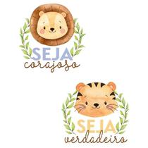 Aplique Decoupage Leão e Tigre Safari Kit 5 Un. Apm4-507 em Papel e Mdf 4cm Litoarte