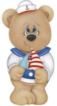 Aplique Decoupage Urso Marinheiro APM8-823 em Papel e MDF 8cm Litoarte