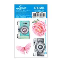 Aplique em Mdf Litoarte Câmeras Fotográficas e Flores - APM3-280