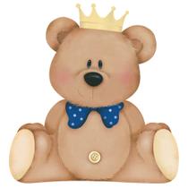 Aplique em Mdf Litoarte Urso Coroa Azul - APM8-631