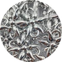 Aplique Floral 45x43mm Prateado Artesanato 10pçs 40g Biju