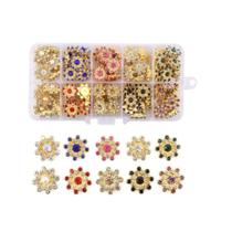 Aplique formato flor dourado strass colorido pedraria com rebite Aplique formato flor dourado strass colorido pedraria com rebite