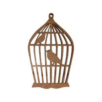 Aplique Gaiola Simples 2 Pássaros 7,5x4,6 Kit 6un Mdf Madeira Aplique Gaiola Simples 2 Pássaros 7,5x4,6 Kit 6un Mdf Madeira