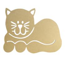 Aplique Gato Enfeite Decoração G 34x32 Laser Mdf Madeira Aplique Gato Enfeite Decoração G 34x32 Laser Mdf Madeira