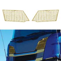 Aplique Inferior Tela Entrada Ar Para Scania P Dourado - Par