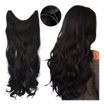 Aplique Invisível Cabelo Humano Tiara 60/65cm Castanho Ondulado Natural