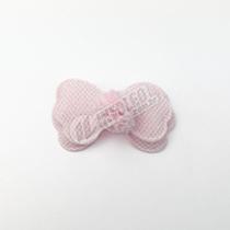 Aplique Laço Duplo C/ Pompom Rosa em Poliester 4,5x3cm - 2 unidades