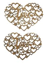 Aplique Laser Mdf - Colméia Coração Love - 2 Un - 15 Cm