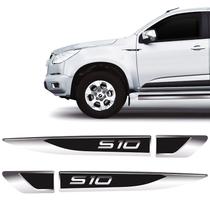 Aplique Lateral S10 Chevrolet Emblema Cromado Resinado - Par