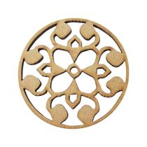 Aplique Mandala Modelo 25 5cm Mdf Madeira Cru Aplique Mandala Modelo 25 5cm Mdf Madeira Cru