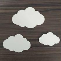 Aplique MDF 3 Nuvens para Parede Quarto de Bebê - Kit com 3 Peças Aplique MDF 3 Nuvens para Parede Quarto de Bebê - Kit com 3 Peças