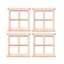 Aplique MDF Cru Janela Simples Quadrada C/ 4 Peças Artesanato