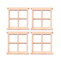 Aplique MDF Cru Janela Simples Quadrada C/ 4 Peças Artesanato