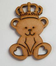 Aplique MDF Cru Kit com 50 Unidades de Urso com Coroa - 5cm Aplique MDF Cru Kit com 50 Unidades de Urso com Coroa - 5cm