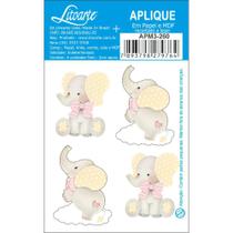 Aplique MDF e Papel Litoarte 3 cm - Modelo APM3- 260 Elefantinho