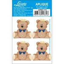 Aplique mdf papel litoarte apm3 3x4 cm - cartela 4 unds