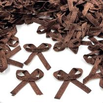 Aplique Mini Laço Cetim 4mm Marrom 120un Costura Roupa Arte