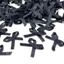 Aplique Mini Laço Cetim de 4mm Preto 120un Costura Roupas