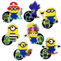 Aplique Minions Fluorescente 30mm 10pç Emborrachado Diversos