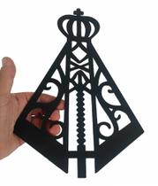 Aplique Nossa Senhora Com Terço Em Mdf preto 29x22cm com fita dupla face decoração