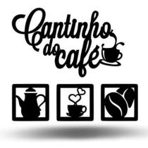 Aplique Painel Quadro Cantinho do Café de Parede Preto Decorações