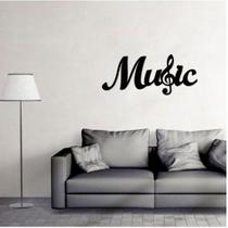 Aplique Palavra Music Clave de Sol Decorativa para Parede em Mdf - MongArte Decor