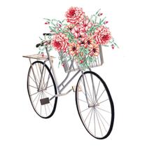 Aplique Papel Decoupage em Mdf Bicicleta com Flores Apm8-1361 8cm Litoarte