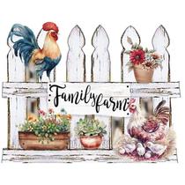 Aplique Papel Decoupage em Mdf Galo e Galinha na Cerca Apm8-1389 8cm Litoarte Aplique Papel Decoupage em Mdf Galo e Galinha na Cerca Apm8-1389 8cm Litoarte