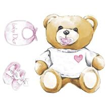 Aplique Papel Decoupage em Mdf Kit 5 Un. Apm6-022 Menina Urso Baby 6cm Litoarte