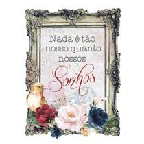 Aplique Papel Decoupage em Mdf Moldura com Frases Apm8-1370 8cm Litoarte