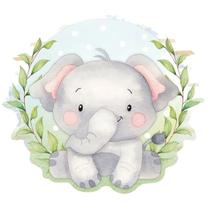 Aplique Papel Decoupage em Mdf Safari Elefante Kit 5 Un. Apm12-154 12cm Litoarte