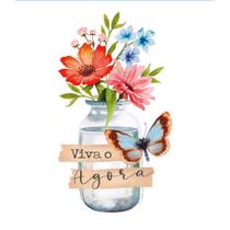 Aplique Papel Decoupage em Mdf Viva o Agora Apm8-1346 8cm Litoarte