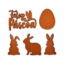 Aplique Páscoa MDF e Decortela Laranja Ref 03