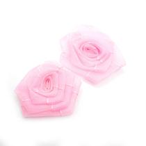 Aplique Patch Tecido Flor Rosa Rosa Claro 70x75mm 10pç 12g