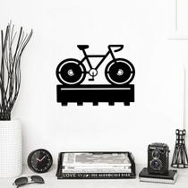 Aplique Porta Chaves Bicicleta Bike Preto MDF Decorativo Quarto Sala Enfeite Parede MDF Preto