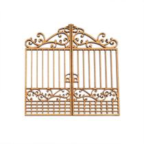 Aplique Portão Duplo C/ 2 Peças Recorte a Laser Artesanato Decoração