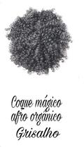 Aplique puff afro platinado grisalho bio vegetal cabelo