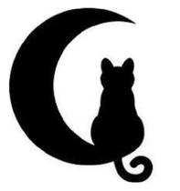 Aplique Quadro Decorativo Gato Lua m2 MDF Preto Fosco c/ fita dupla face