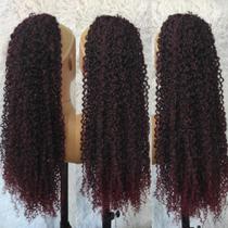 Aplique Rabo de cavalo 65 cm vermelho cacheado afro mecha Aplique Rabo de cavalo 65 cm vermelho cacheado afro mecha